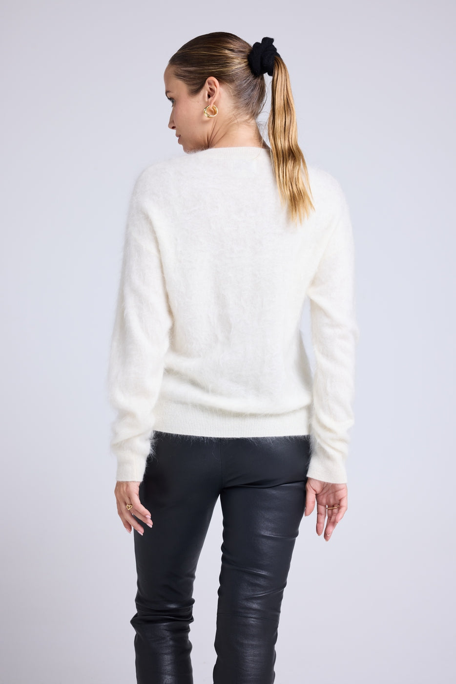 Pull Dropshoulders Cachemire Brossé Bruna - Blanc - Femme