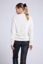 Pull Dropshoulders Cachemire Brossé Bruna - Blanc - Femme
