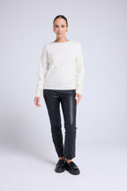 Pull Dropshoulders Cachemire Brossé Bruna - Blanc - Femme
