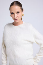 Pull Dropshoulders Cachemire Brossé Bruna - Blanc - Femme