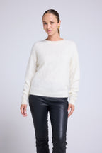 Pull Dropshoulders Cachemire Brossé Bruna - Blanc - Femme