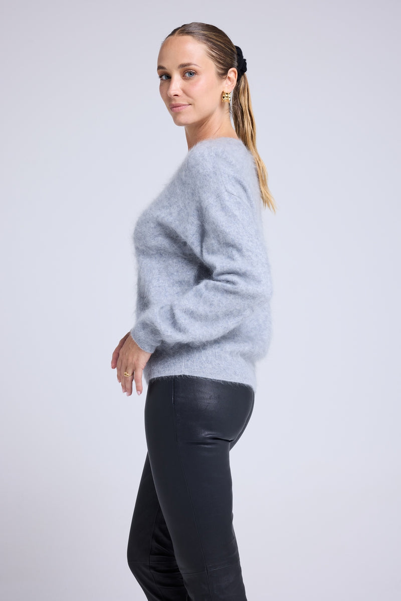 Pull Dropshoulders Cachemire Brossé Bruna - Gris Clair