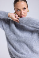 Pull Dropshoulders Cachemire Brossé Bruna - Gris Clair