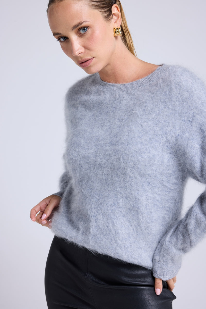 Pull Dropshoulders Cachemire Brossé Bruna - Gris Clair
