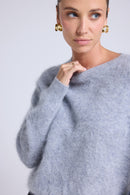 Pull Dropshoulders Cachemire Brossé Bruna - Gris Clair