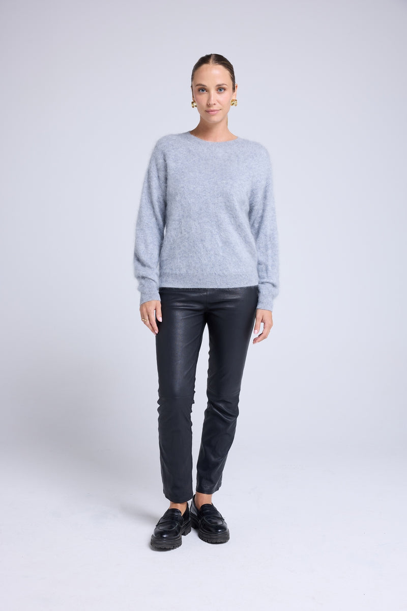 Pull Dropshoulders Cachemire Brossé Bruna - Gris Clair