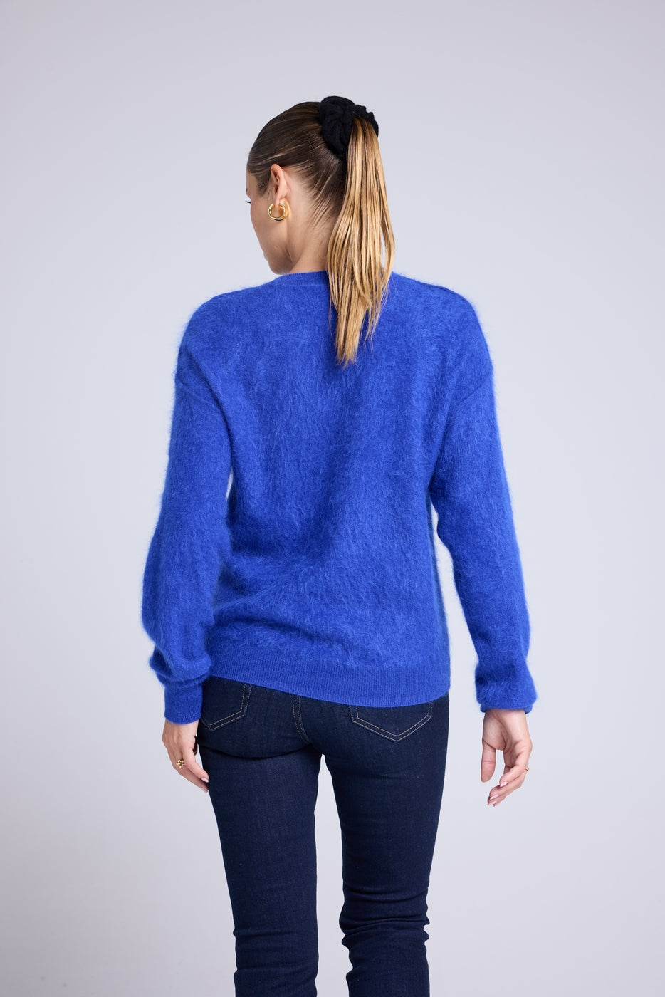 Pull Dropshoulders Cachemire Brossé Bruna - Bleu Roi - Femme