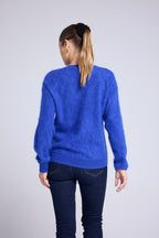 Pull Dropshoulders Cachemire Brossé Bruna - Bleu Roi - Femme