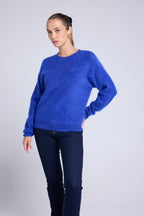 Pull Dropshoulders Cachemire Brossé Bruna - Bleu Roi - Femme