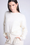 Oversized Brushed Cashmere Jumper Brushy - White - Women