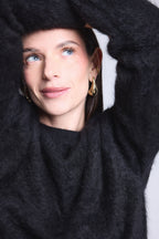 Oversized Brushed Cashmere Jumper Brushy - Black - Women