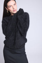 Oversized Brushed Cashmere Jumper Brushy - Black - Women
