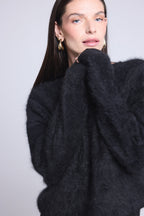 Oversized Brushed Cashmere Jumper Brushy - Black - Women