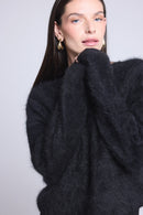 Pull Oversize Cachemire Brosse Brushy - Noir - Femme