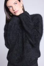 Oversized Brushed Cashmere Jumper Brushy - Black - Women