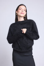 Oversized Brushed Cashmere Jumper Brushy - Black - Women