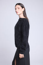 Oversized Brushed Cashmere Jumper Brushy - Black - Women