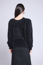 Oversized Brushed Cashmere Jumper Brushy - Black - Women