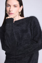 Oversized Brushed Cashmere Jumper Brushy - Black - Women