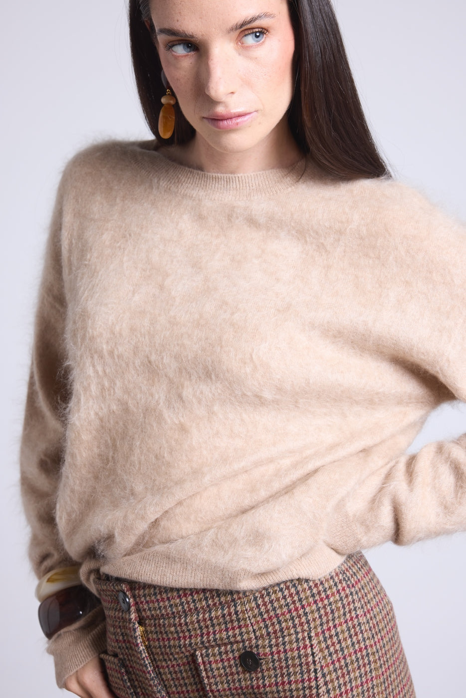 Jersey Oversize Cachemira Cepillada Brushy - Beige Crema - Mujer