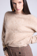 Brushy Cashmere Oversized Sweater - Cream Beige - Women