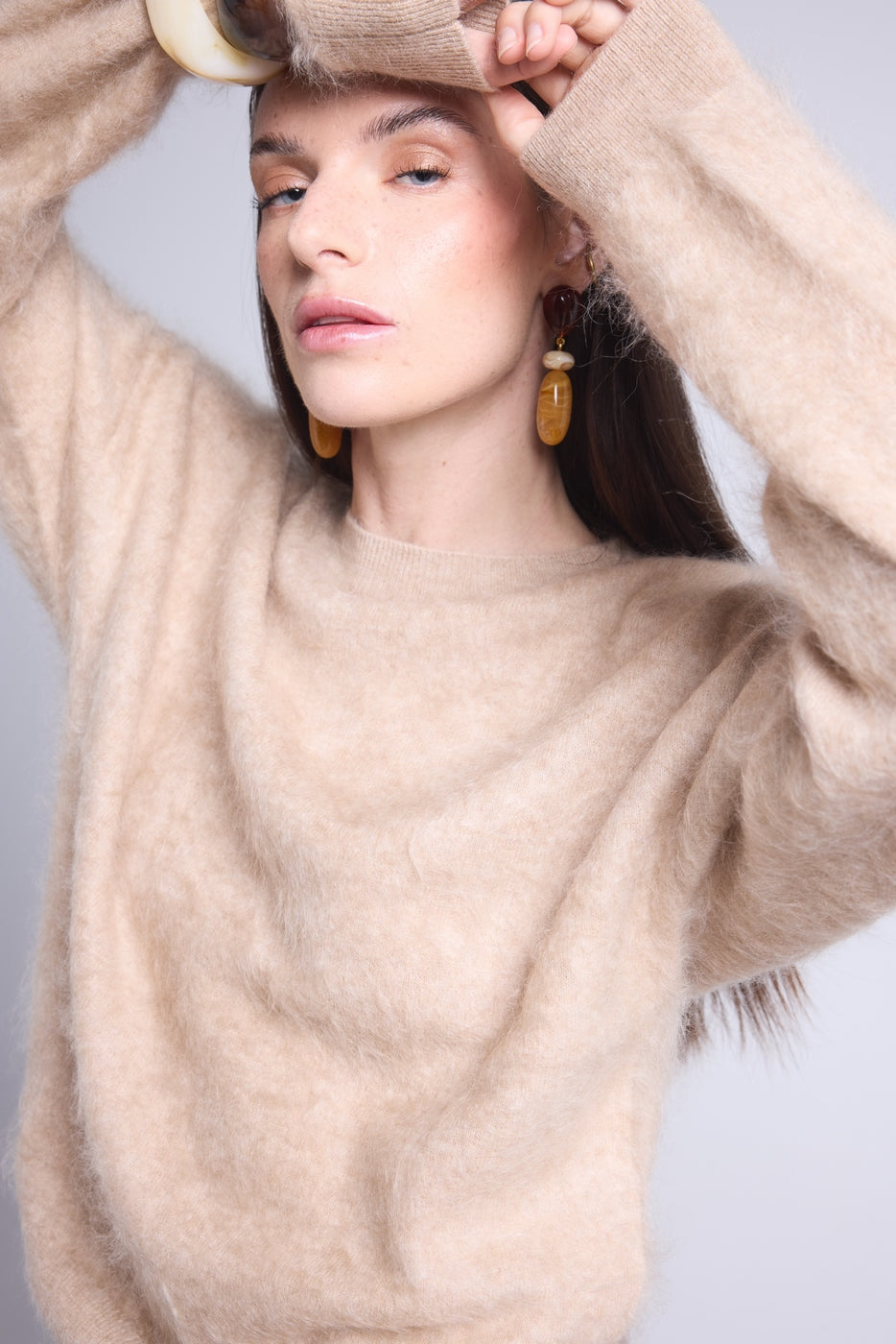 Jersey Oversize Cachemira Cepillada Brushy - Beige Crema - Mujer