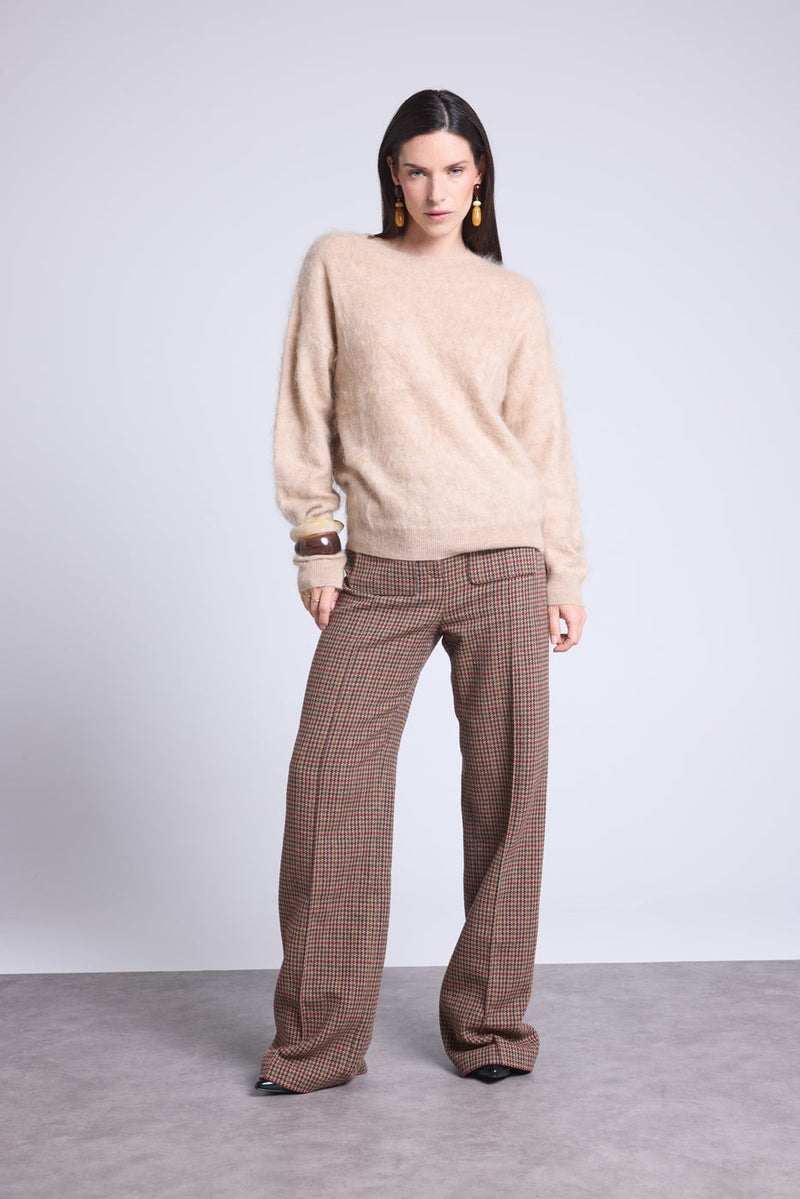 Brushy Cashmere Oversized Sweater - Cream Beige - Women