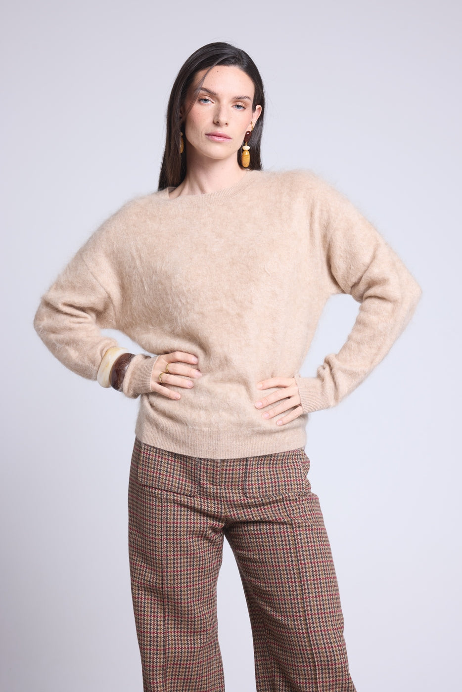 Jersey Oversize Cachemira Cepillada Brushy - Beige Crema - Mujer