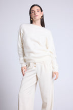 Oversized Brushed Cashmere Jumper Brushy - White - Women