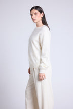 Oversized Brushed Cashmere Jumper Brushy - White - Women