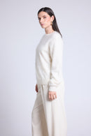 Brushy Cashmere Oversized Sweater - White - Women