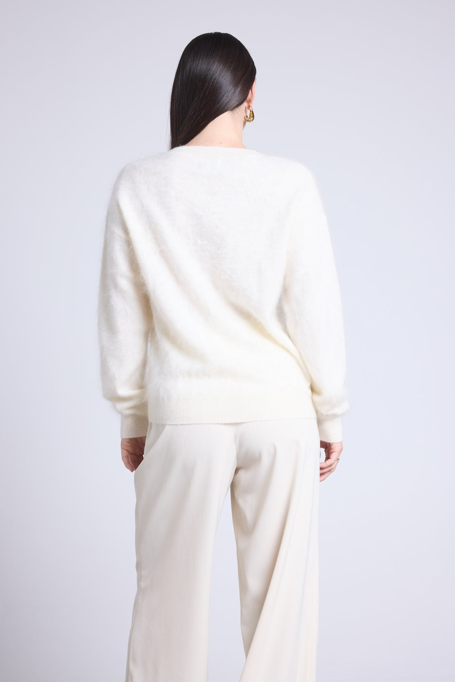 Oversized Brushed Cashmere Jumper Brushy - White - Women