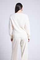 Brushy Cashmere Oversized Sweater - White - Women