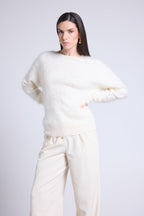 Oversized Brushed Cashmere Jumper Brushy - White - Women