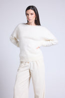 Brushy Cashmere Oversized Sweater - White - Women