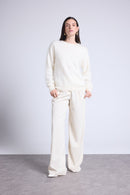 Brushy Cashmere Oversized Sweater - White - Women