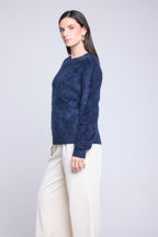 Jersey Oversize de Cachemira Cepillada Brushy - Azul Marino - Mujer