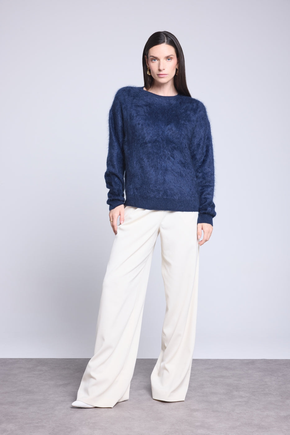 Jersey Oversize de Cachemira Cepillada Brushy - Azul Marino - Mujer