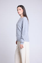 Pull Oversize Cachemire Brosse Brushy - Gris Clair - Femme