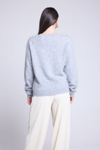 Pull Oversize Cachemire Brosse Brushy - Gris Clair - Femme