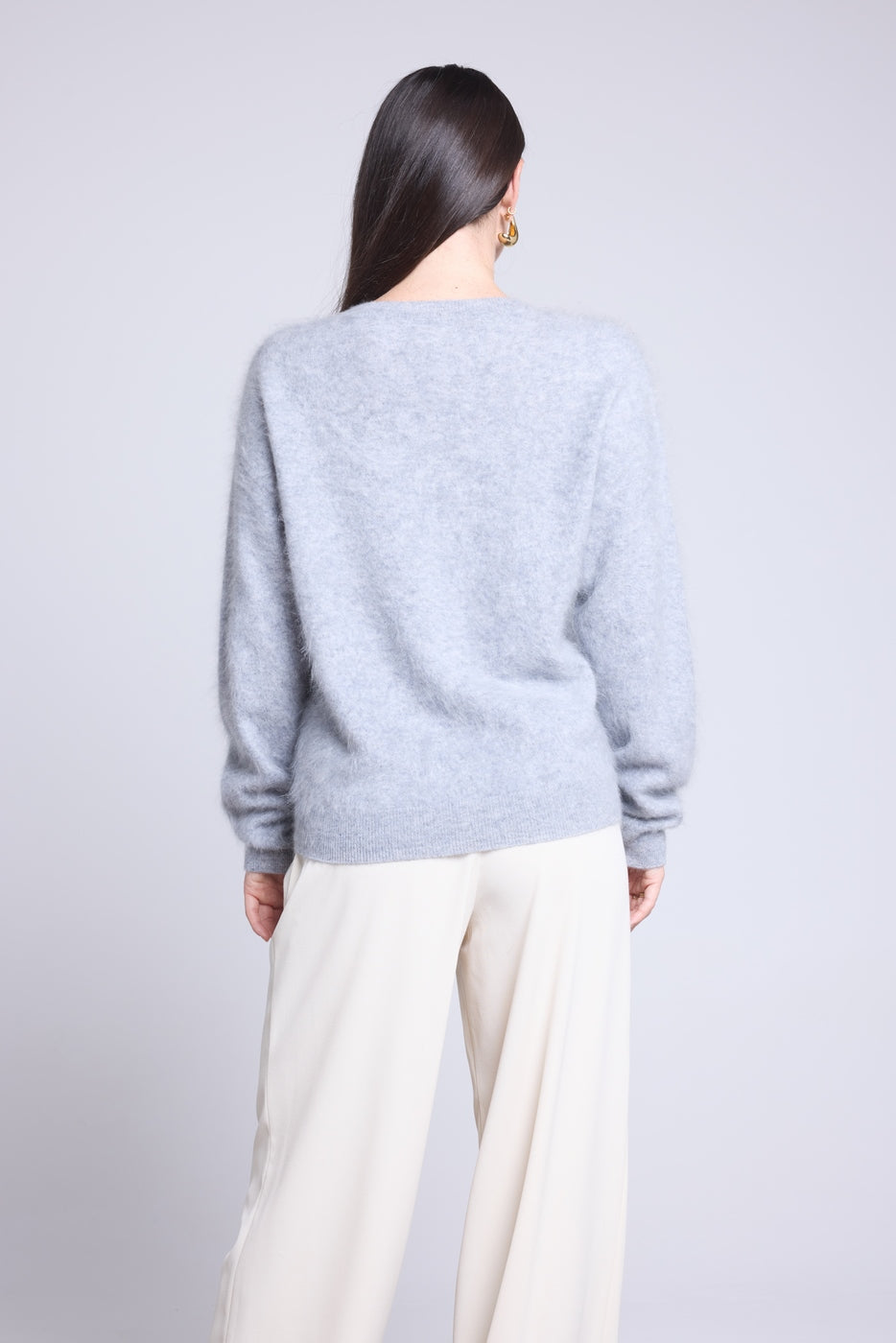 Pull Oversize Cachemire Brosse Brushy - Gris Clair - Femme