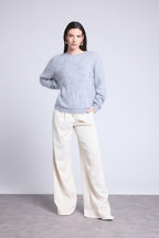 Pull Oversize Cachemire Brosse Brushy - Gris Clair - Femme