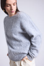 Pull Oversize Cachemire Brosse Brushy - Gris Clair - Femme