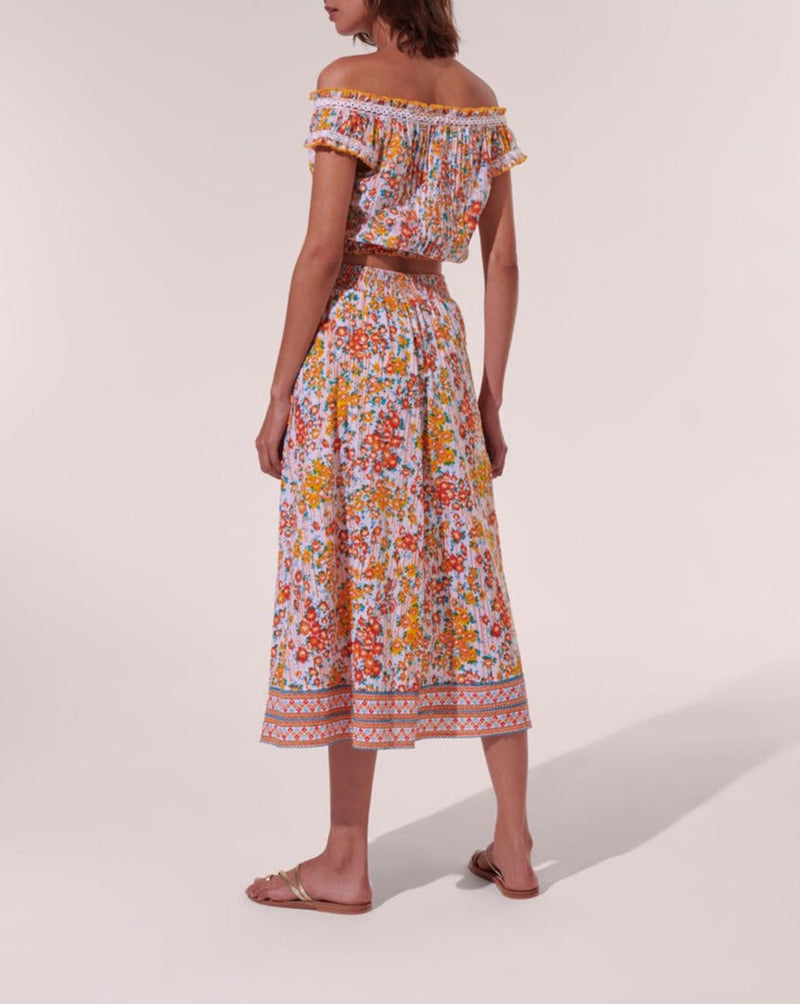Midi Queen Skirt - Watercolor Orange - Women's
