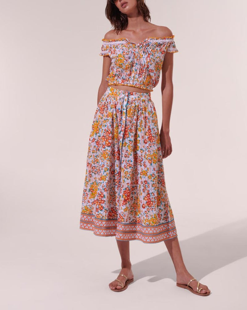 Midi Queen Skirt - Watercolor Orange - Women's