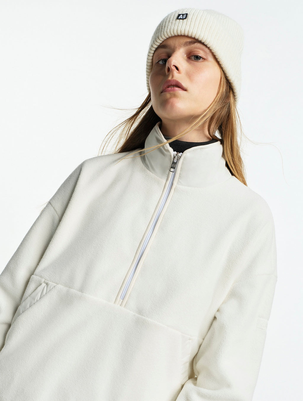 Forro polar con media cremallera - Blanco leche - Mujer