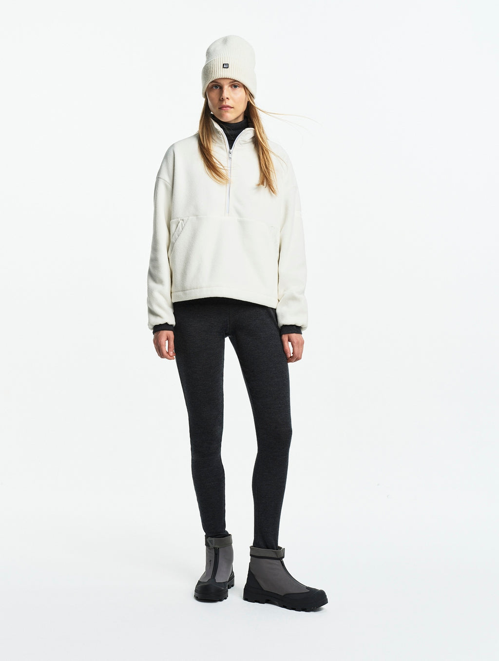 Forro polar con media cremallera - Blanco leche - Mujer
