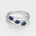 Anillo "Trío De Zafiro" D0,09Ct/20 + Zafiro0,69Ct/3