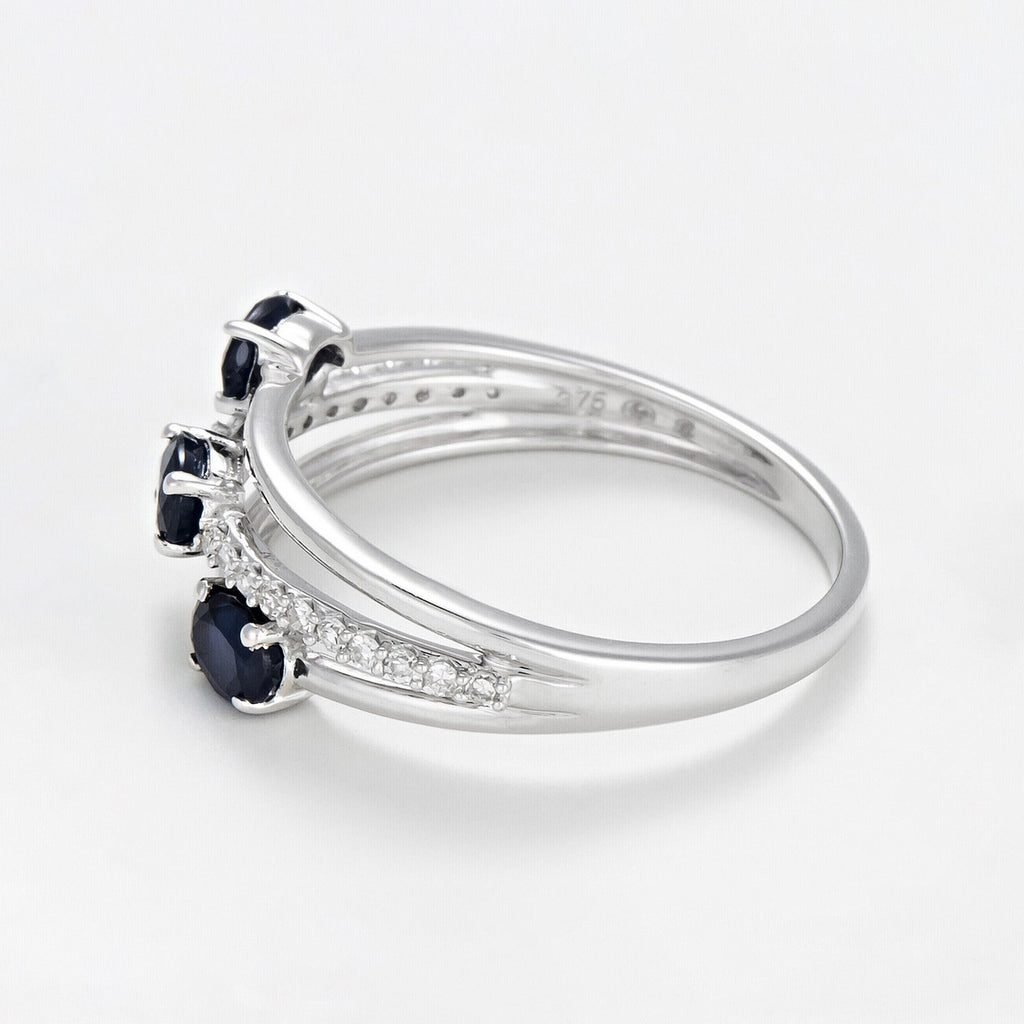 Anillo "Trío De Zafiro" D0,09Ct/20 + Zafiro0,69Ct/3
