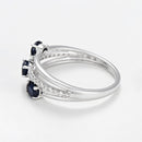 "Sapphire Trio" Ring, 0.09ct/20 + 0.69ct/3 Sapphires - 375/1000 White Gold